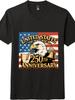 Unisex Vintage USA 250th Anniversary T-Shirt-Patriotic Bald Eagle Graphic Tee
