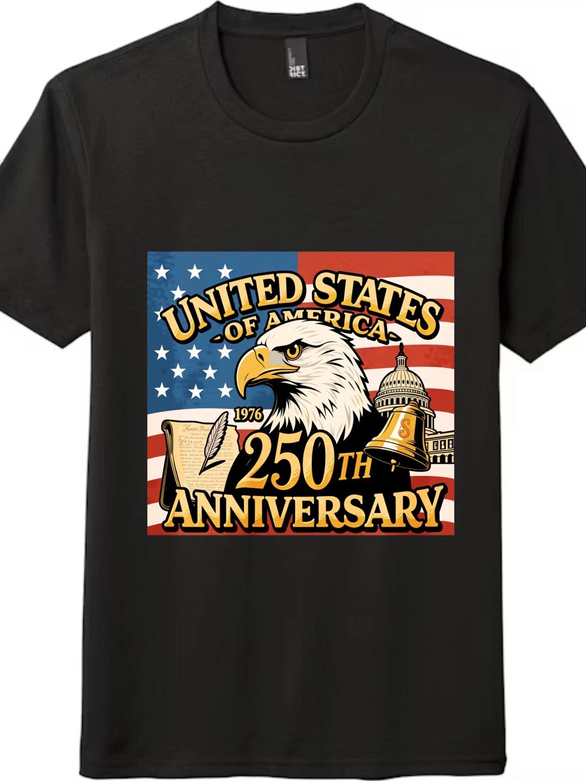 Unisex Vintage USA 250th Anniversary T-Shirt-Patriotic Bald Eagle Graphic Tee M