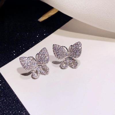 Mode Schmetterling Ohrstecker Silber Farbe Vielseitige Ohr Zubehör für Frauen Hochzeit Party Chic Ohrringe Schmuck