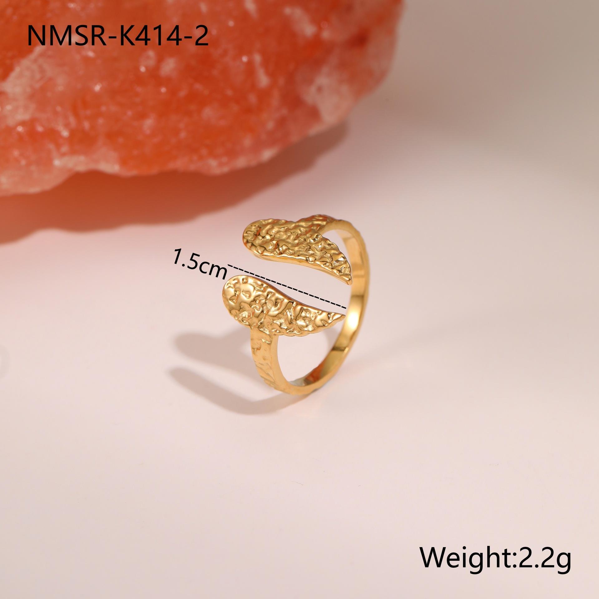 GEMCHIC Women s Titanium Steel Geometric Open Rings Set Hammered Twisted Wing Design Adjustable Fashion Jewelry