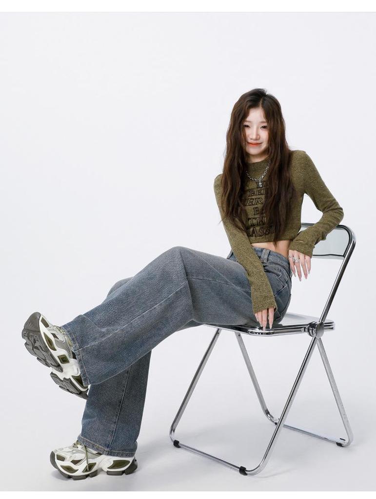 2025 Women's Starry Sky Wide-Leg Floor-Length Jeans - Autumn/Winter Slimming Trend.