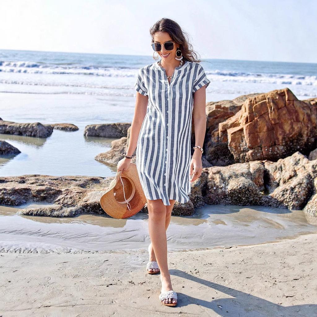 Summer Shirt Women's Fashion, Loose, Casual and Elegant, Casual Striped Shirt Top