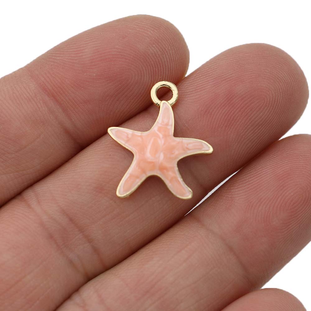 10Pcs Silver Plated Enamel Starfish Charms Pendant For Jewelry Making Earrings Bracelet Necklace Accessories Diy Craft 20X18Mm