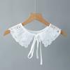 Korean Style Women Lace False Collar Detachable Collar Neckline Hollow Out Scarf Fale Collar Half Shirt Blouse Top Mini Cape