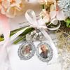 Diy Brooch Wedding Charms Double Lace Frame Oval Glass Cabochon Photo Frame with Pendant Suitable for Holiday Craft Use