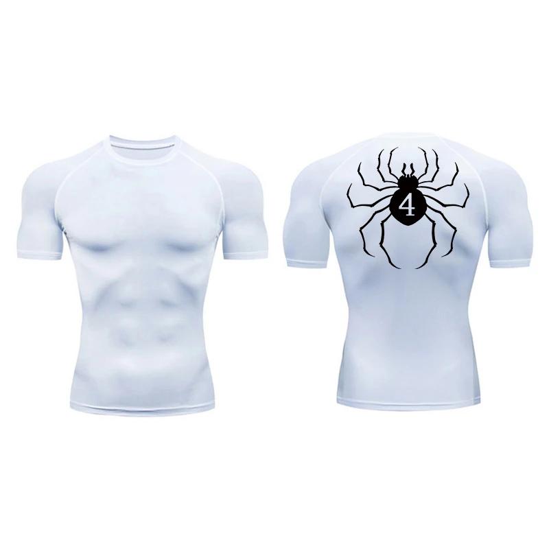 

Компрессионная футболка с принтом паука для мужчин, с коротким рукавом, защита от солнца, для спортзала, тренировок, нижнее белье, базовый слой, спортивная, быстросохнущая футболка S