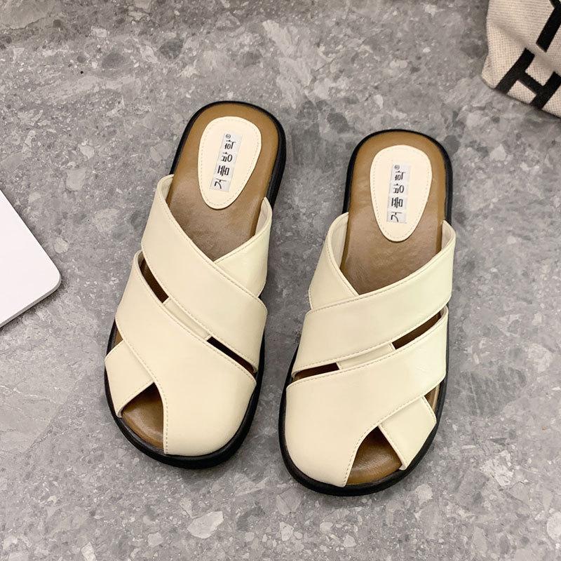 Pedal Women's Summer Half Slippers 2025 New Pregnant Women Wear French Flat Bottom One JX Bag Head Lazy Premium Slippers
