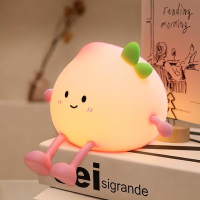 1PC New Cute Peach Nightlight Colorful Timed Phone Stand with Soft Light and Sleeping Atmosphere Home Decoration