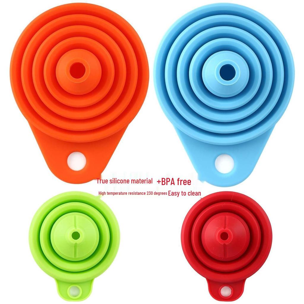 In-Stock FDA-Certified Silicone Folding Funnels: Large & Small for Kitchen, Oil, and Wine