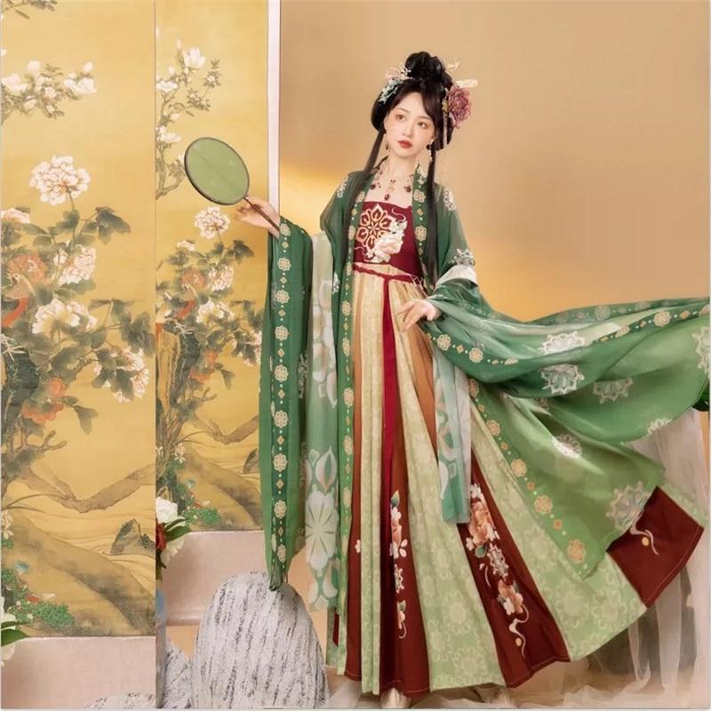 Large Size Chinese Tang Dynasty Style Hanfu For Women, Embroidered Waist Length Hanfu Skirt, Daily Set
