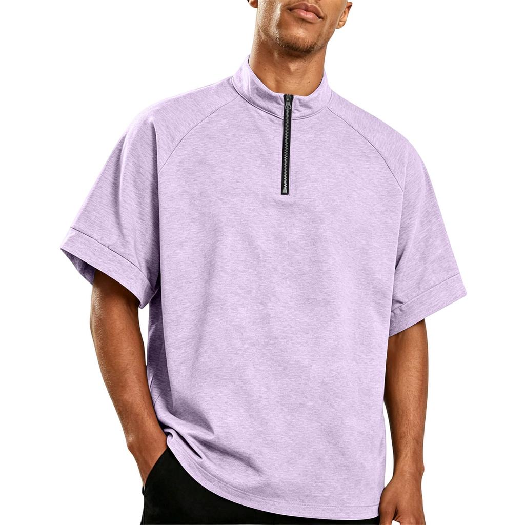 Heren Golf Poloshirt Lichtgewicht Winddicht Korte Mouw Waterafstotend Trainingsshirt met Halve Rits Kraag voor Buitensporten