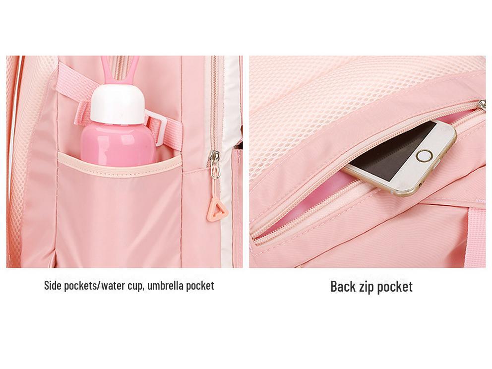 Leichter, wasserdichter Rucksack für Mädchen: Wirbelsäulenschutz, große Kapazität, für Grund- und Mittelschüler, Klassen 3–6.