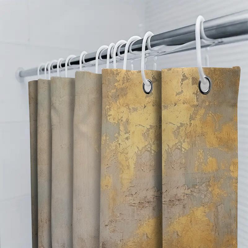Modern Bathroom Decor Shower Curtain Cream Gold Metallic Texture Waterproof Bath Liner for Home Decoration Privacy Protection (1