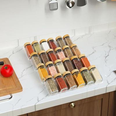 4 buc. Organizator de sertar pentru condimente din acril transparent, cu design extensibil, borcane pentru condimente, sertare, insert de bucătărie, blat, tavă pentru condimente