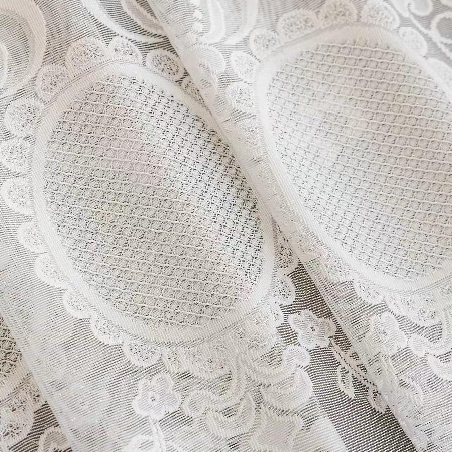 1pc Modern Embroidered Sheer Curtain Panel, 100% Polyester Rod Pocket Window Drapes for Living Room Bedroom, Geometric Pattern