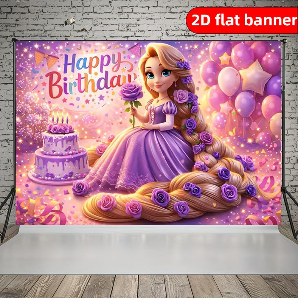 2D Flat 2D Flat - 2D Flat 2D Flat Banner Cartoon Princess Pattern Decorative Banner For Living Room/Bedroom/Room/Office/Gaming Holiday Decor