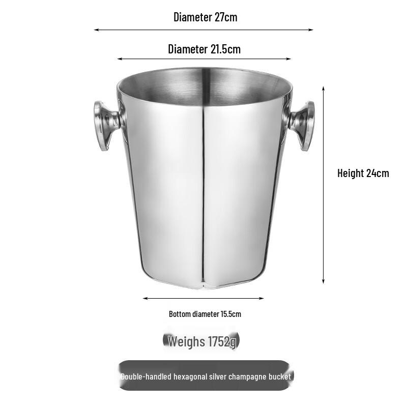 ZISIZ Standing Double-Layer Hexagonal Ice Bucket with Stand