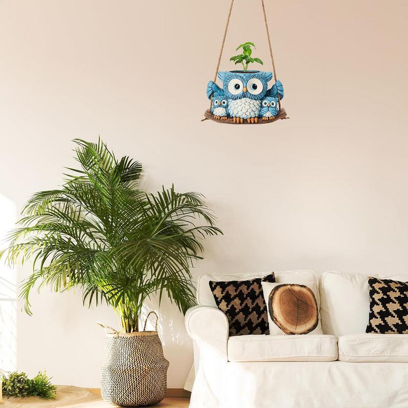 Pot de fleur Hibou Décoratif Animal Pot de fleurs Mignon Drainage Imperméable Résine Vase Créatif Pour Maison Lieu de travail Jardin Étagère de bureau Table