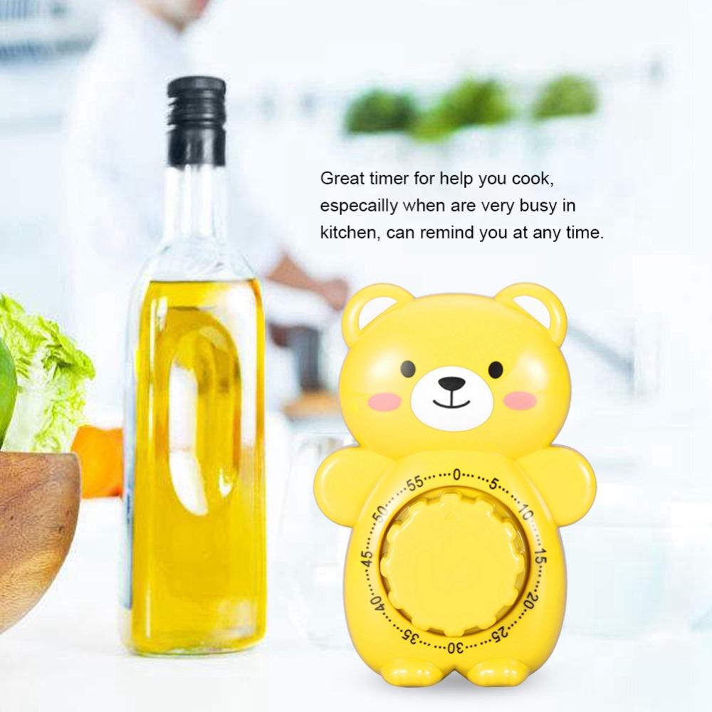 Cartoon Bear Mechanical Kitchen Timer ABS Material Countdown Timers Alarm Clocks Classroom