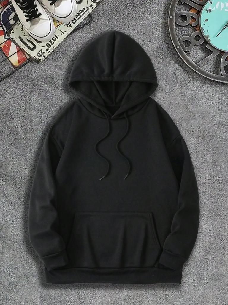 Fashionable Abstract Letter Print Hoodie with Pockets, Men's Casual Long Sleeve Drawstring, Autumn and Winter