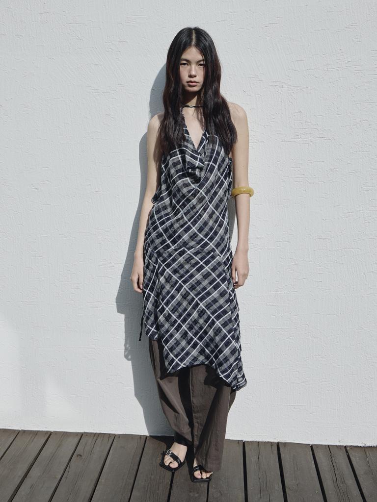 Deoenel Plaid Dress - [Navy]