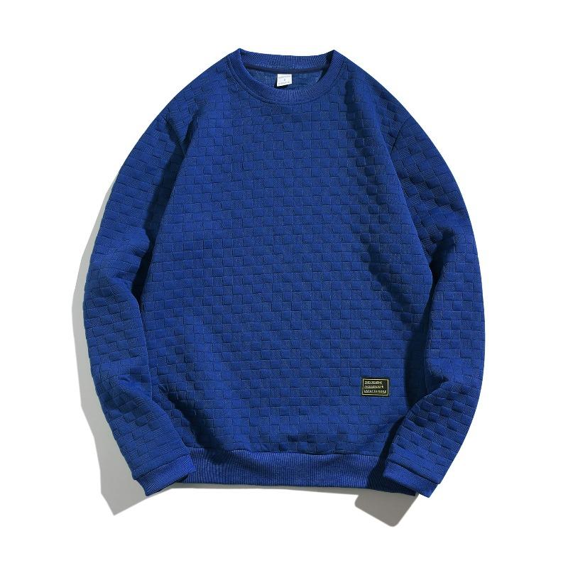Men's Slim Fit Crew Neck Long Sleeve Plaid Casual Base Layer Shirt.