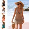 2025 Women's Plus Size Ribbed V-neck Strappy Knit Dress - Casual and Stylish