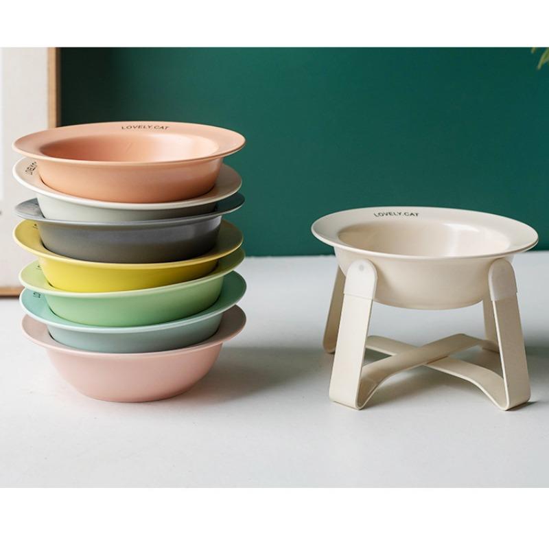 Household Products Ceramic Pet Bowl Iron Frame Neck Protection Ufo Canned Water Bowl High Shallow Mouth Universal Pet Feeding