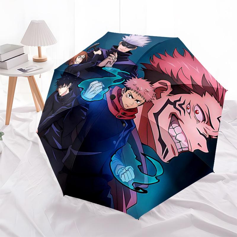 

1pc Jujutsu Kaisen Characters Auto Open Close Umbrella Portable 3-Fold Design with 8-Bone Iron Frame Outdoor Umbrella Perfect Gift for Fans, Travelers