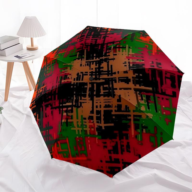 1pc Abstract Pattern Automatic Folding Umbrella - Portable Collapsible Design, 8-Rib Iron Frame, Durable Fabric yy251125049