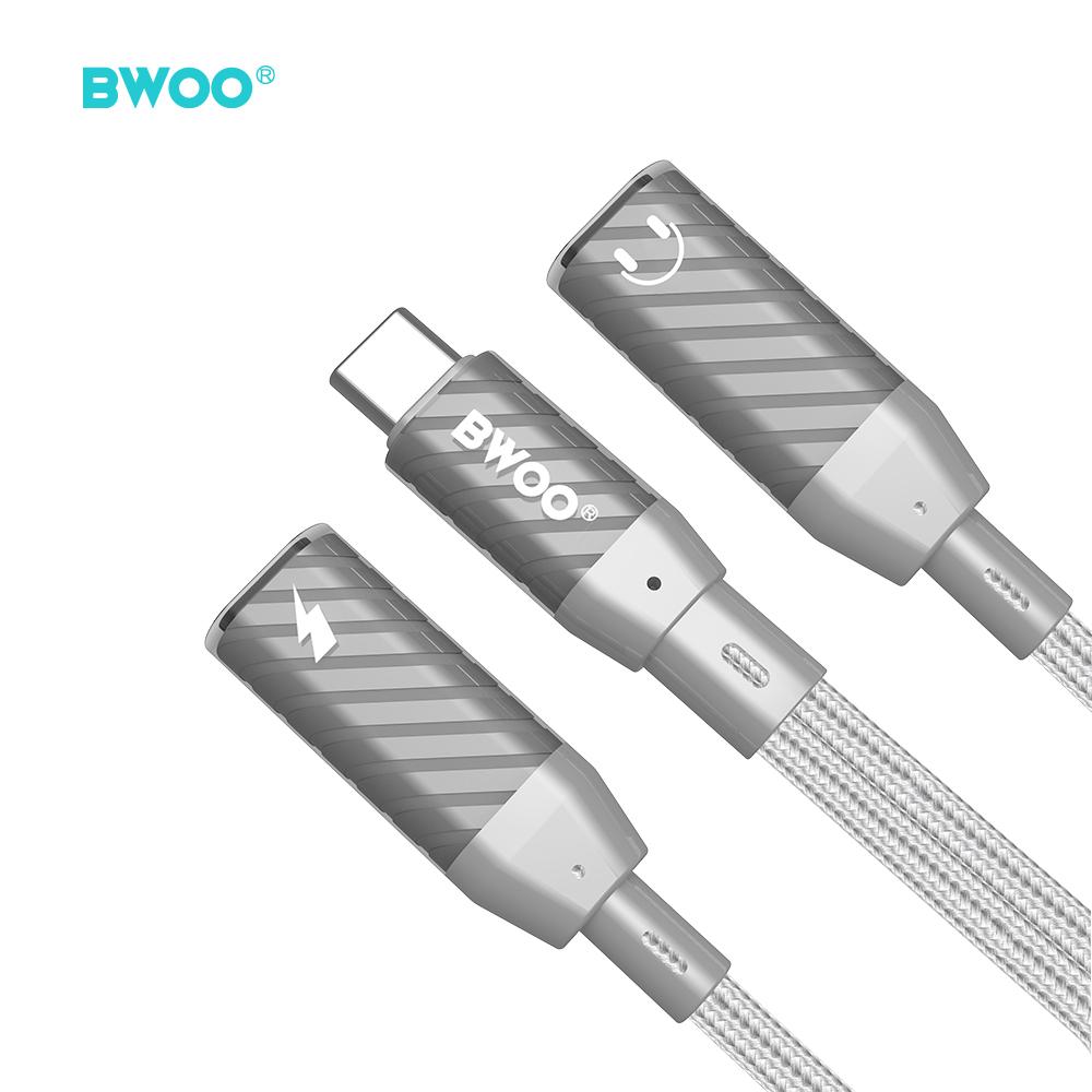 Bwoo Bz68 Adapter 2W1 Usb-C - 2X Usb-C Szary