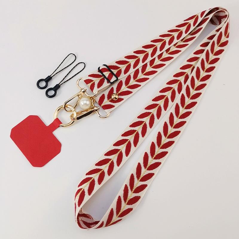Long Phone Lanyard with Pearl Pendant - Anti-Loss Strap Clip, 2 Small Ropes, Multiple Colors Available