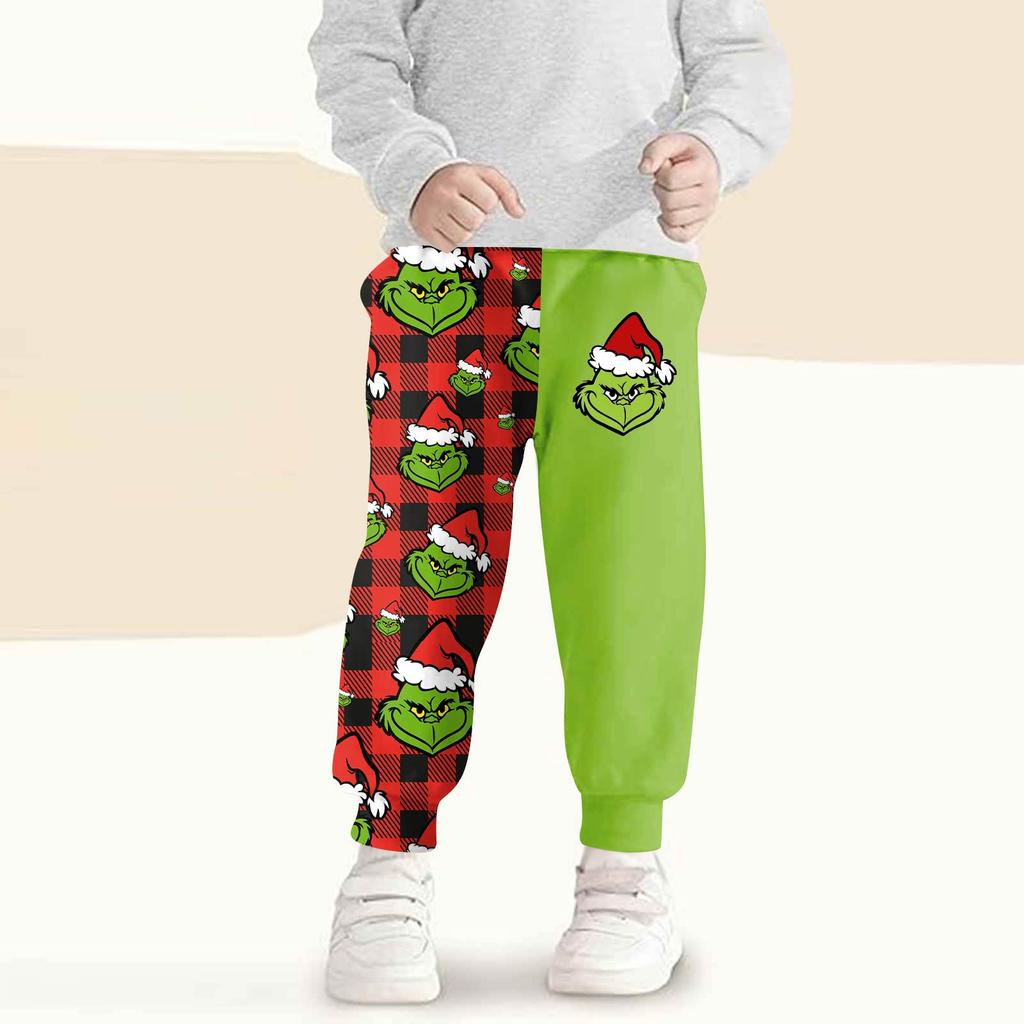 Kids' Fashion Christmas Print Loose-Fit Waistband Casual Sweatpants