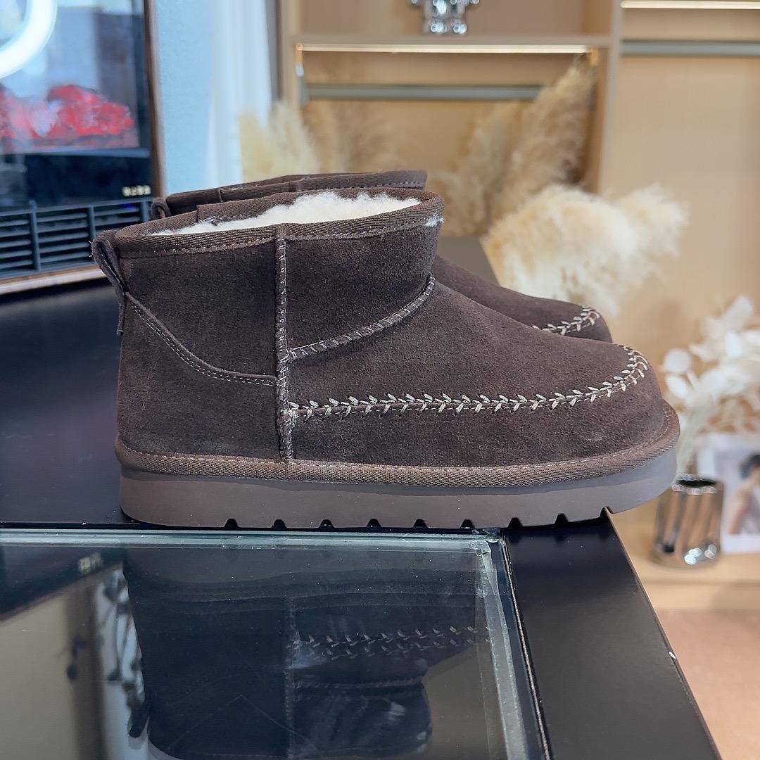 

Fleece thickened warm winter short boots leather snow boots women s new thick-soled snow cotton shoes women s shoes 39
