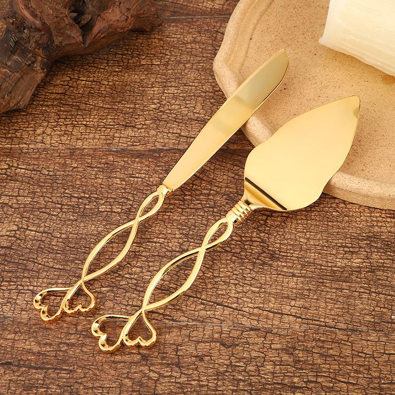 

Набор золотых металлических ножей и лопаток в европейском стиле, посуда для обеденного стола для дома и гостиницы, легкий роскошный стиль, высококачественные и изысканные принадлежности для ножей