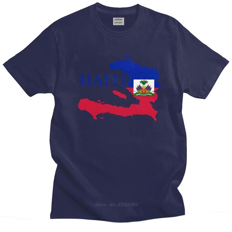 

Крутая мужская футболка с картой и флагом Гаити, с короткими рукавами, круглым вырезом, хлопковая футболка, летние футболки, одежда больших размеров, повседневная модная футболка 4XL