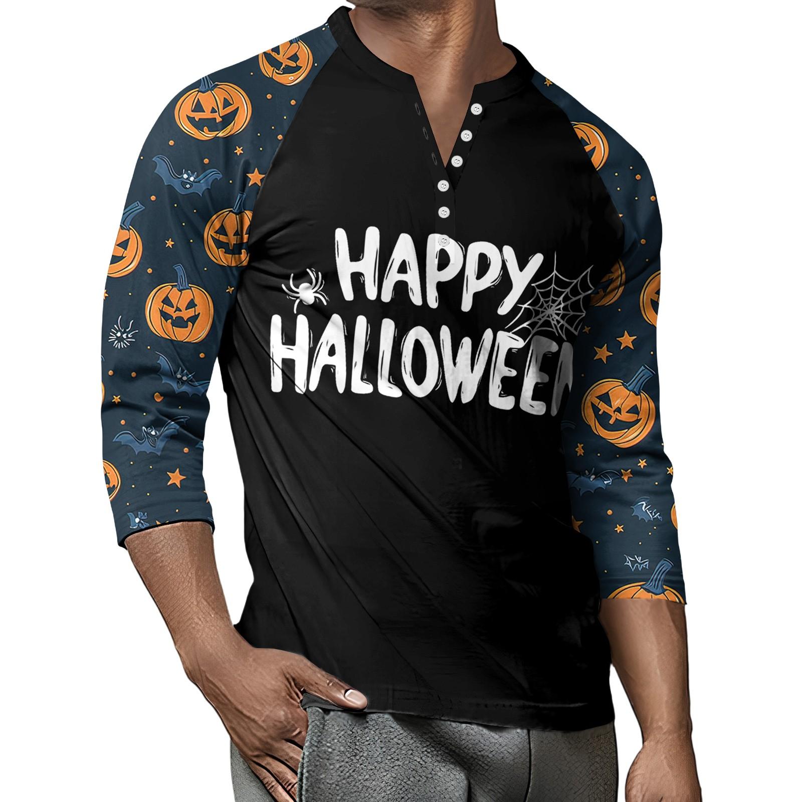 

Мужской контрастный топ реглан на пуговицах с рукавом 3/4 L