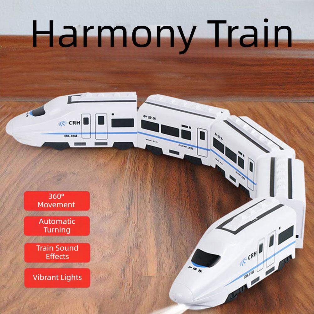 Kids DIY Simulation High Speed Railway Train Toy Car Electric Sound Light Model Train Educational Toys For Boys Girls Gift