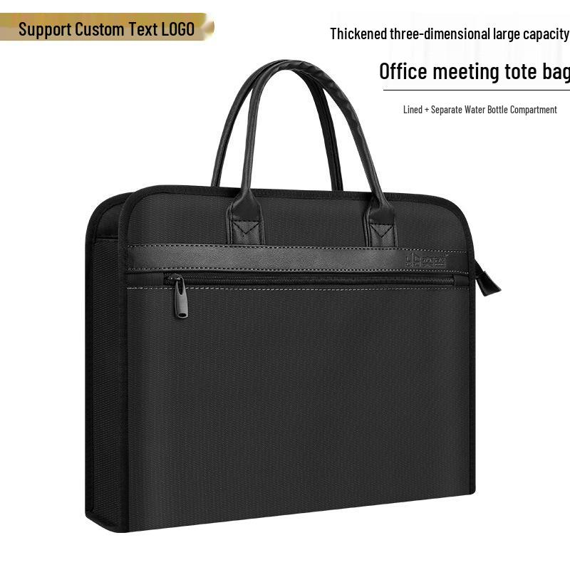 Large Capacity Oxford Canvas Waterproof Conference Tote with A4 File Storage and Custom Logo.