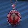Autumn And Winter Jewelry European Simulation Pigeon Blood Red Corundum Blue Pointed Crystal Black Gold Light Luxury Set Main 18 * 20