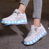 29-40 Zapatos Deportivos Planos Desmontables de Cuatro Ruedas para Niños Zapatos Deportivos Luminosos LED Recargables Patines de Cuatro Ruedas