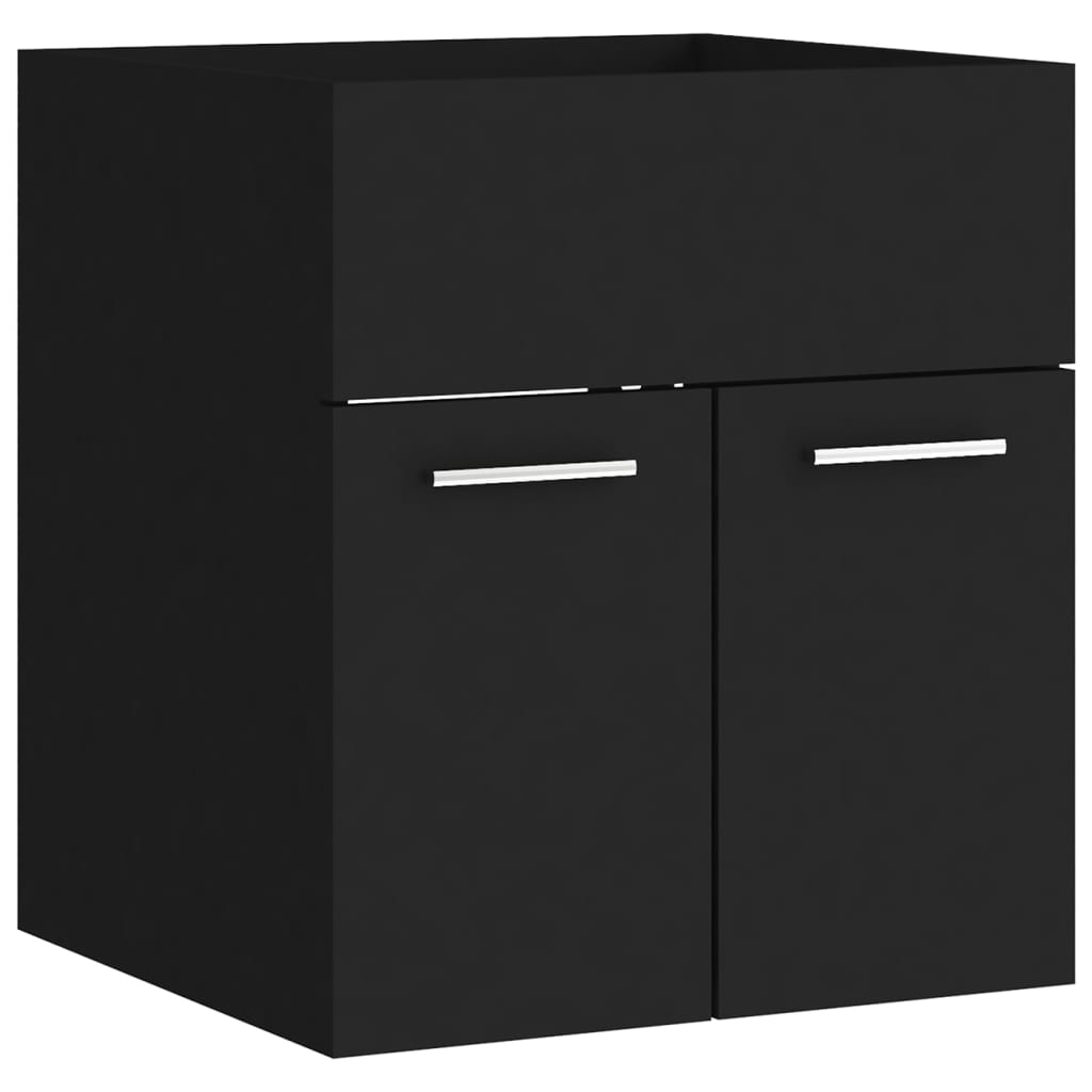 Bathroom Furniture Set Black Particleboard