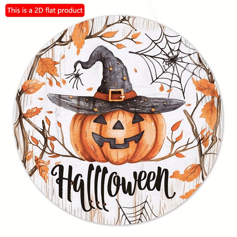 2d Flat 20*20cm, Halloween Home Decoration, Halloween Wizard Pumpkin, Wooden Circular Creative Logo Decoration, for Home, Garden Wall Decor.