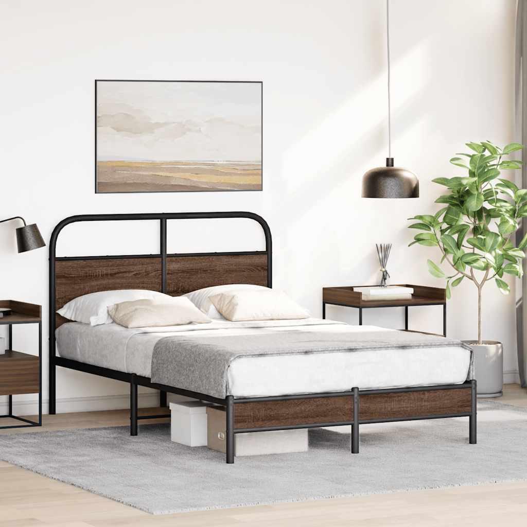 Vidaxl Łóżko Bez Materaca, 140X200 Cm, Brązowy Dąb
