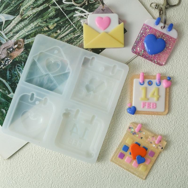 Flexible Pendant Mold Crafts Molds Valentines Day Series Keychain Mould Silicone Material Gift for DIY Hand Making Lover