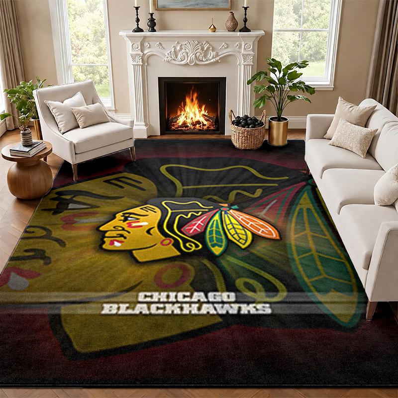 Chicago Blackhawks Carpet Door Mat for Living Room or Bedroom Protective Mat Under Chair Office Decoration Christmas Gift Birthday Present