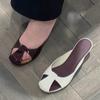 Fashion Thin Heels Low Cover Toe Shoes Slippers Casual Slides Slipers Women Luxury Fretwork Summer Genuine Leather 2025 Rome Fabric Sexy