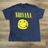 Nirvana Smiley Face Mens 2XL T Shirt Blue Short Sleeve Unisex T-Shirt