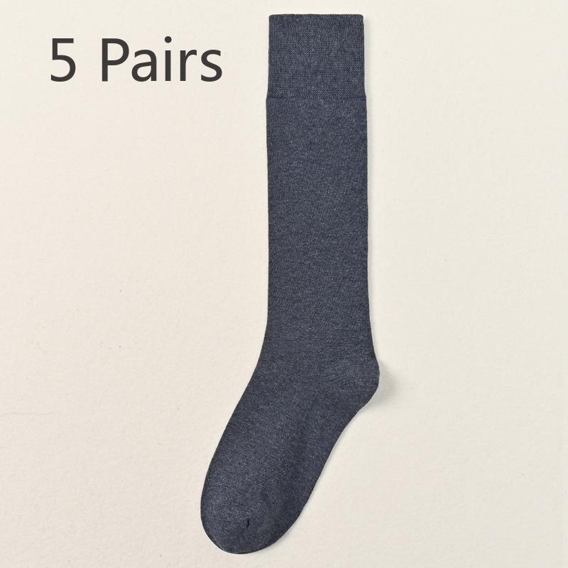 5 Pairs of Men's Autumn and Winter Cotton Boneless Plus Long and Knee Warm Calf Socks
