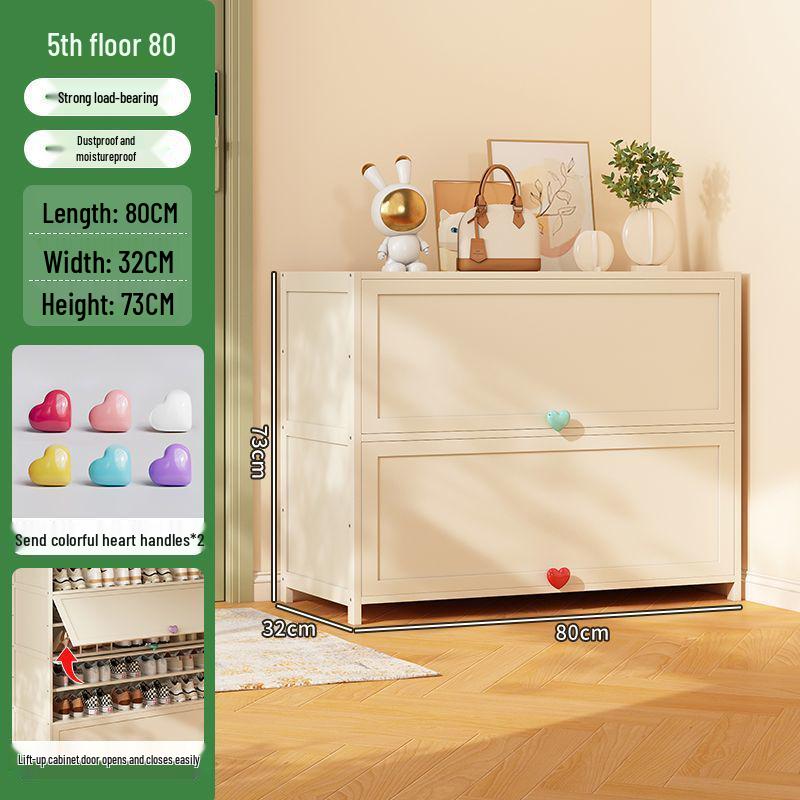 Cream Multi-Layer Off-White Shoe Cabinet - Space-Saving Hallway Storage Rack